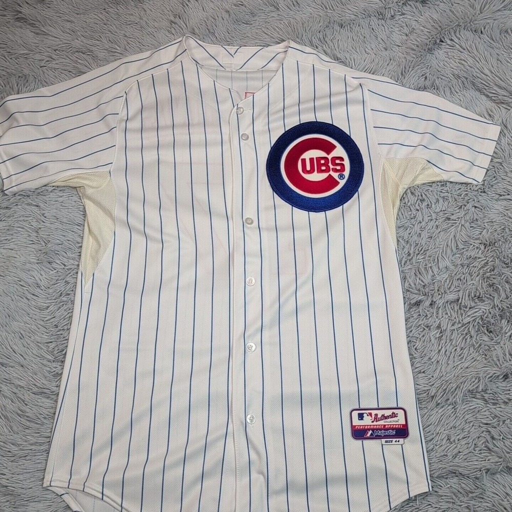 Chicago Cubs Jersey Mens 44 White Fleming MLB Baseball #17 Majestic
